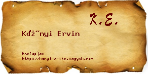 Kányi Ervin névjegykártya